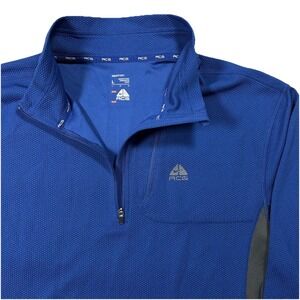 Nike ACG Sweater Men Large Blue Solid 1/4 Zip Pullover Fit Dry Pocket Outdoor L